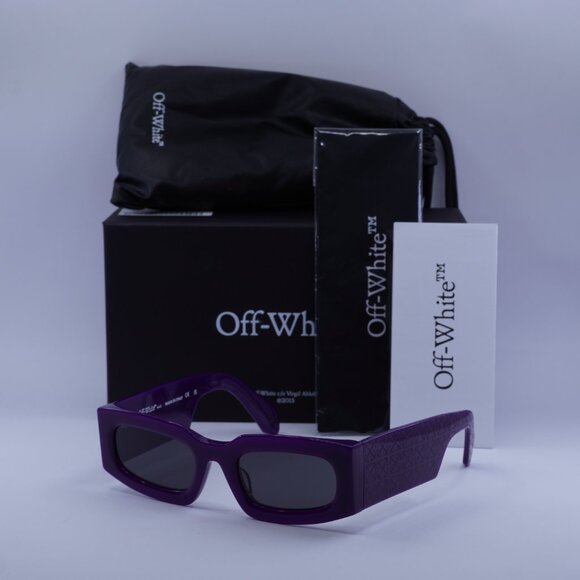 Off-White OERI141 CARY 3707 Rectangle Sunglasses – Purple/Grey - Picture 5 of 10